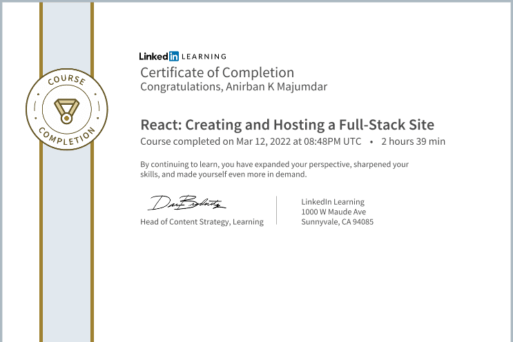 React: Creating and Hosting a Full-Stack Site Certificate