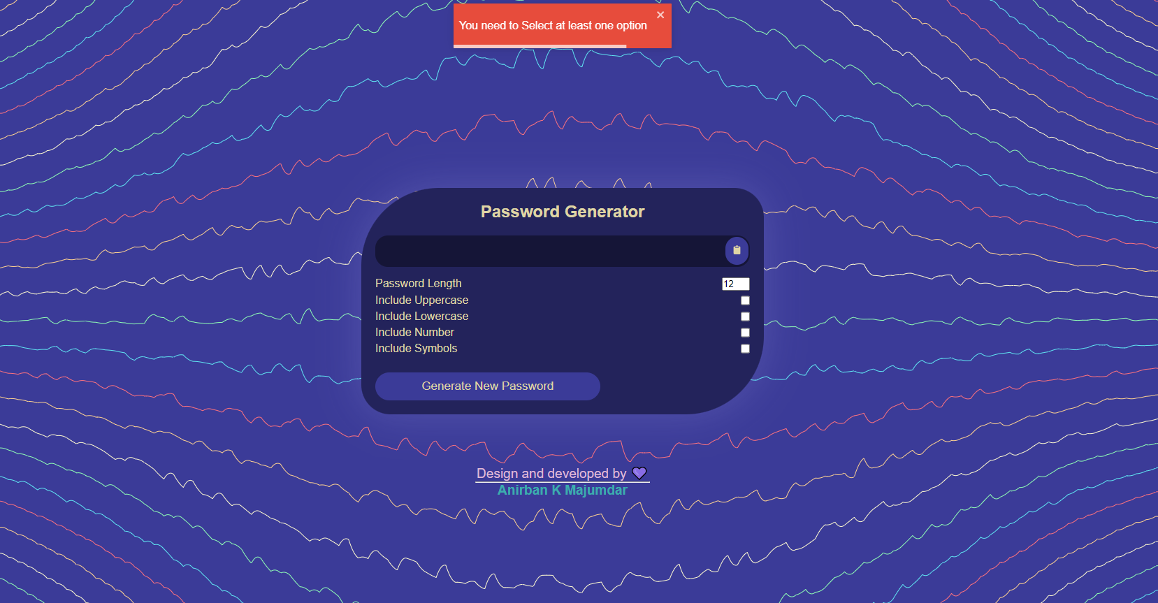 Password Gen error
